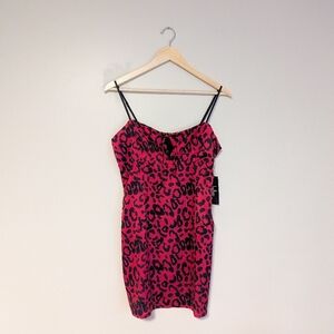 Lulu's Y2K Hot Pink And Black Leopard Slip Dress